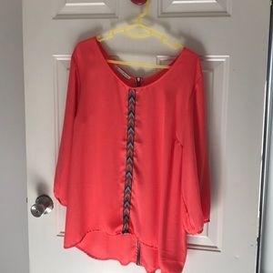 XL Maurices Coral Blouse with Zipper